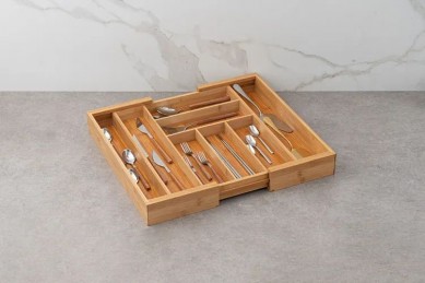 Good Price Bamboo Extending Cutlery Tray Bamboo Cutlery Utensil Tray