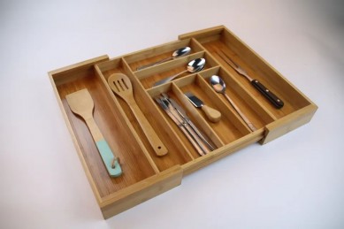 kitchen organizer Wooden adjustable cutlery Tray Desk Utensil Kitchen Knives Drawer Divider bamboo tray