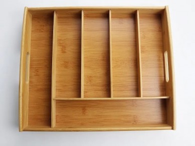 Wholesale Bamboo Kitchen Organizer With Handle Wood Cutlery Tray For Kitchen Utensils