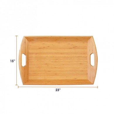 Bamboo Serving Platter Tray Cheese Decorative Tray with Handles Serving Platters Tray