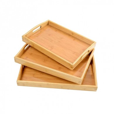Service Tray Large Environment-friendly Bamboo Coffee Food Tray With Handles