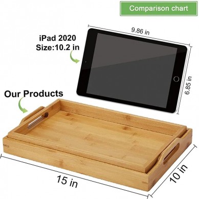 Rectangular Bamboo Breakfast Tray With Handles Large Tray For Tea Decoration In Restaurants