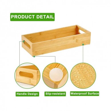 Wholesale eco friendly bamboo toilet tissue holder organizer box basket bamboo toilet paper storage with handles