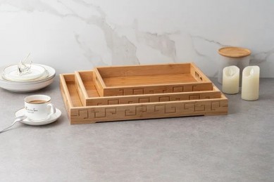 Simple rectangular hotel home china rolling wooden serving storage service backwoods wood board food bamboo trays