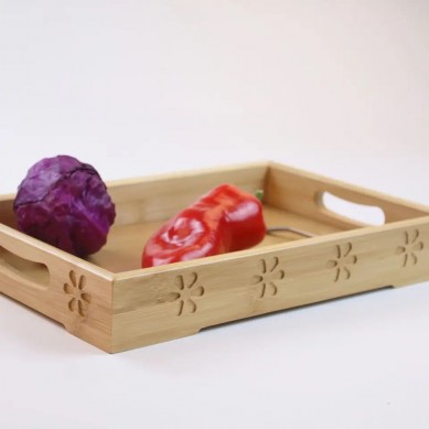 Wholesale multifunctional natural food breakfast bamboo tray rectangle serving tray