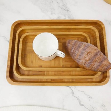 High quality eco-friendly elegant kitchen bamboo serving tray for food coffee breakfast