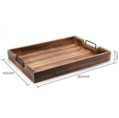 GHP Torch Wooden Solid Wood Serving Tray Rectangle Small Platter Tea Tray