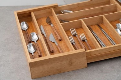 Professionally Used Bamboo Cutlery Utensil Tray Compartment Natural Bamboo Cutlery Tray