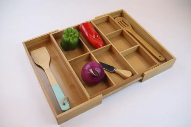 kitchen organizer Wooden Cutlery Tray bamboo Kitchen Knives Drawer Divider bamboo tray