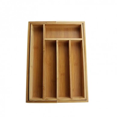 Expandable Bamboo Kitchen Drawer Organizer Wood Cutlery Tray for Kitchen Silverware