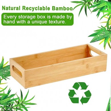 Wholesale eco friendly bamboo toilet tissue holder organizer box basket bamboo toilet paper storage with handles