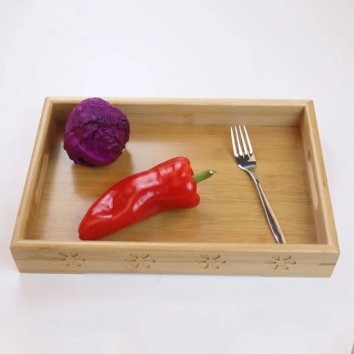 Wholesale multifunctional natural food breakfast bamboo tray rectangle serving tray