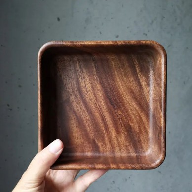 Wholesale Rustic Brown Walnut Wood Serving Food Tray with Handles