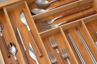Professionally Used Bamboo Cutlery Utensil Tray Compartment Natural Bamboo Cutlery Tray