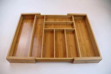 kitchen organizer Wooden adjustable cutlery Tray Desk Utensil Kitchen Knives Drawer Divider bamboo tray