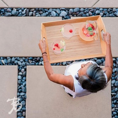 Bamboo Serving Platter Tray Cheese Decorative Tray with Handles Serving Platters Tray