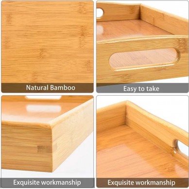 Service Tray Large Environment-friendly Bamboo Coffee Food Tray With Handles