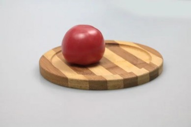 Eco-friendly Round Striped Bamboo Serving Tray Heat Resistant Bamboo Pot Holders for kitchen