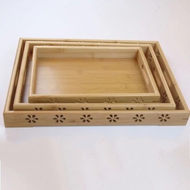 Wholesale multifunctional natural food breakfast bamboo tray rectangle serving tray