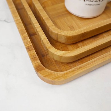 High quality eco-friendly elegant kitchen bamboo serving tray for food coffee breakfast