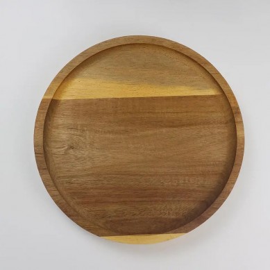 Round serving tray Acacia wood serving tray kitchen serving tray