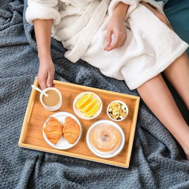 Service Tray Large Environment-friendly Bamboo Coffee Food Tray With Handles