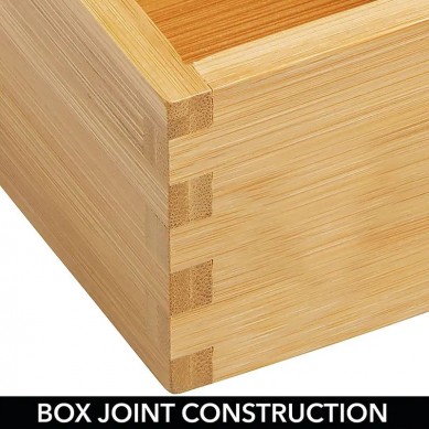 5pcs Deluxe Bamboo Drawer Organizer Multipurpose Kitchen Drawer Organizer Box Set