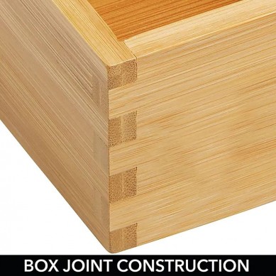 5pcs Deluxe Bamboo Drawer Organizer Multipurpose Kitchen Drawer Organizer Box Set
