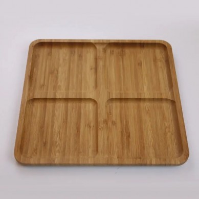 4 Grids Restaurant Tea Board Bamboo Divider Snack Serving Plate Dry Fruit Plate Trays