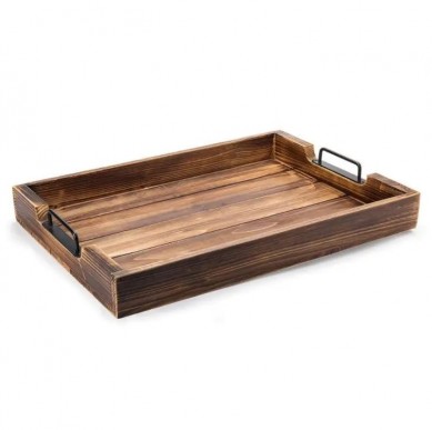 GHP Torch Wooden Solid Wood Serving Tray Rectangle Small Platter Tea Tray