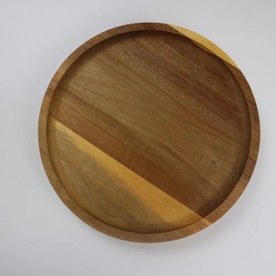 Round serving tray Acacia wood serving tray kitchen serving tray