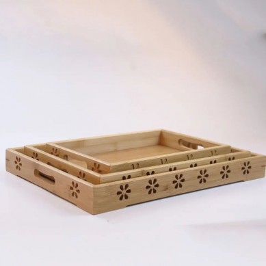 Wholesale multifunctional natural food breakfast bamboo tray rectangle serving tray