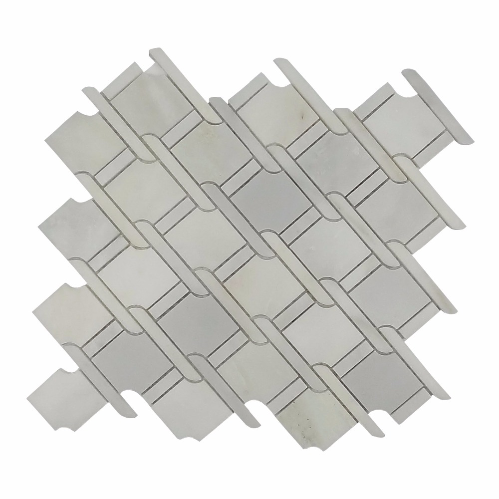 China New ProductWhiskey Accessories - water jet stone tile white marble mosaic tile floor tile design  – Shunstone
