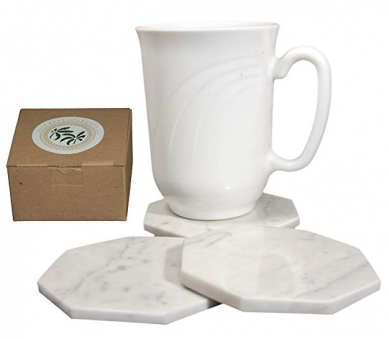 White Marble Stone Coasters Polished Coasters 3.5 Inches ការការពារពីចិញ្ចៀនភេសជ្ជៈ