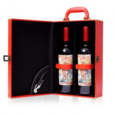 Luxury Portable Custom Leather 2 Bottle Wine Carry Case Wine Bottle Packing Wine Accessories Gift Box