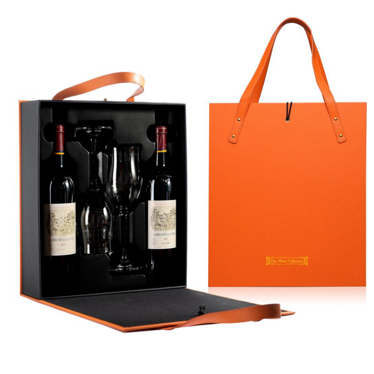 Factory Price For Lava Stone Cooking - Pu Leather Wine Carry Case Double Glass Bottle Packaging Boxes Wine Gift Bags With 2 Crystal Wine Glasses – Shunstone