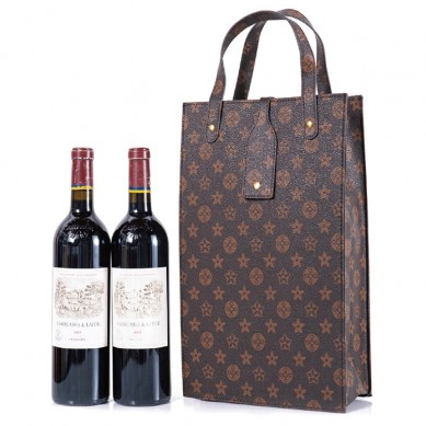 Hot Selling Sublimation Portable Red Wine Leather Bag Double Bottle Wine Gift Bags For Wine Bottles