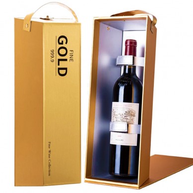 Gold Bar Shape Wine Box Single Wine Glass Bottle Custom Cardboard Packaging Wine Paper Box