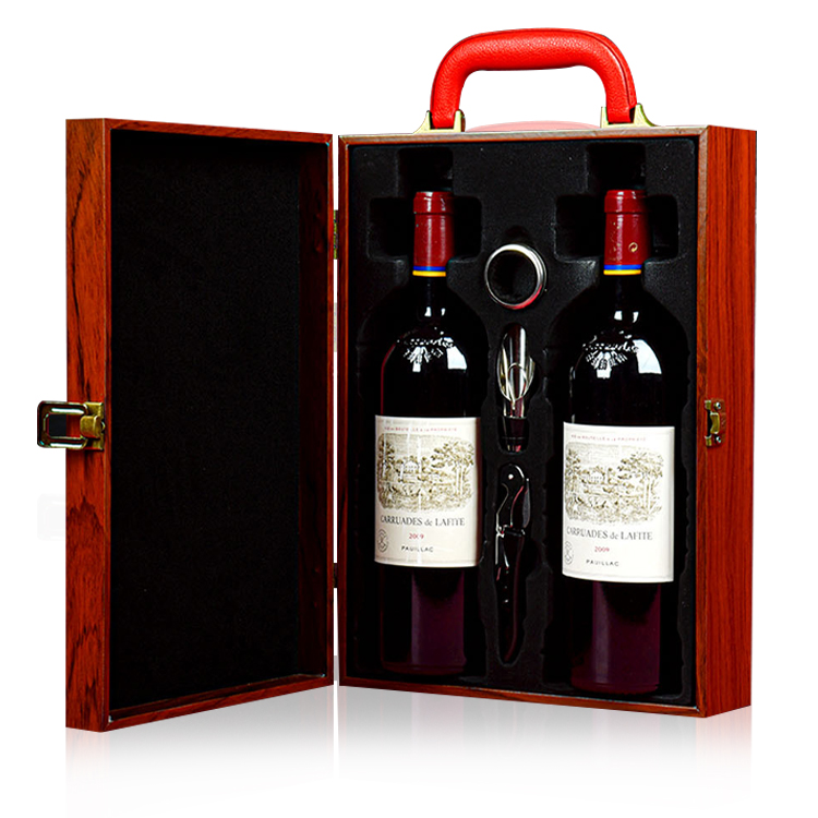 Popular Design for Metal Whiskey Stones - Sublimable Luxury Double Bottle Wooden Leather Wine Boxes Wine Liquor Bottle Gift Box With Accessories – Shunstone