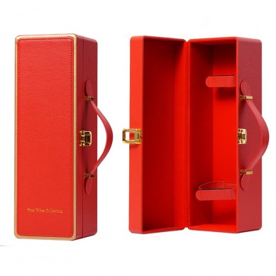 High Quality Luxury Wine Leather Box Single Bottle Wine Gift Boxes Leather Red Wine Bottle Storage Box