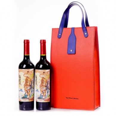 Luxury Leather Wine Carry Gift Bag Custom Logo Reusable Wine Bottle Carry Gift Bags For Packing Double Bottle