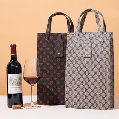 Hot Selling Sublimation Portable Red Wine Leather Bag Double Bottle Wine Gift Bags For Wine Bottles