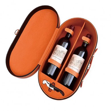 2 Bottle Packaging Gift Box Leather Red Wine Bottle Gift Boxes Set With Wine Bottle Opener Seahorse Knife