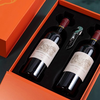 Sublimation Luxury Paperboard Red Wine Gift Box Copper Paper Wine Packing Box For 2 Wine Bottles