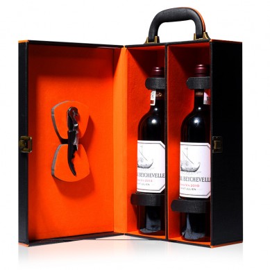 Pu Leather Wine Box Christmas Packaging Double Wine Glass Bottle Gift Set With Wine Accessories