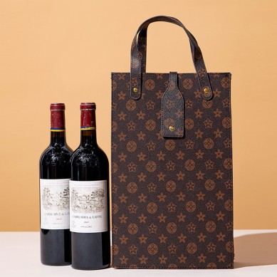 Hot Selling Sublimation Portable Red Wine Leather Bag Double Bottle Wine Gift Bags For Wine Bottles