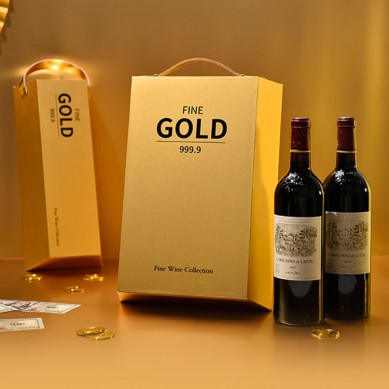 Gold Bar Shape Wine Box Single Wine Glass Bottle Custom Cardboard Packaging Wine Paper Box