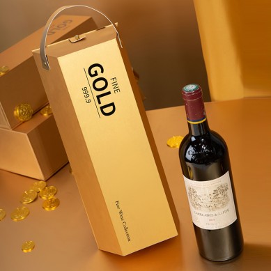 Gold Bar Shape Wine Box Single Wine Glass Bottle Custom Cardboard Packaging Wine Paper Box
