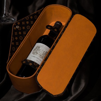 Luxury Christmas Party Packaging Portable Champaign Red Wine Leather Box Double Bottle Gift Box For Wine Bottles