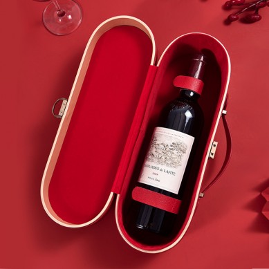 Orange Red Leather Red Wine Single Bottle Boxes Wine Packaging Gift Champagne Box For Glass Bottle